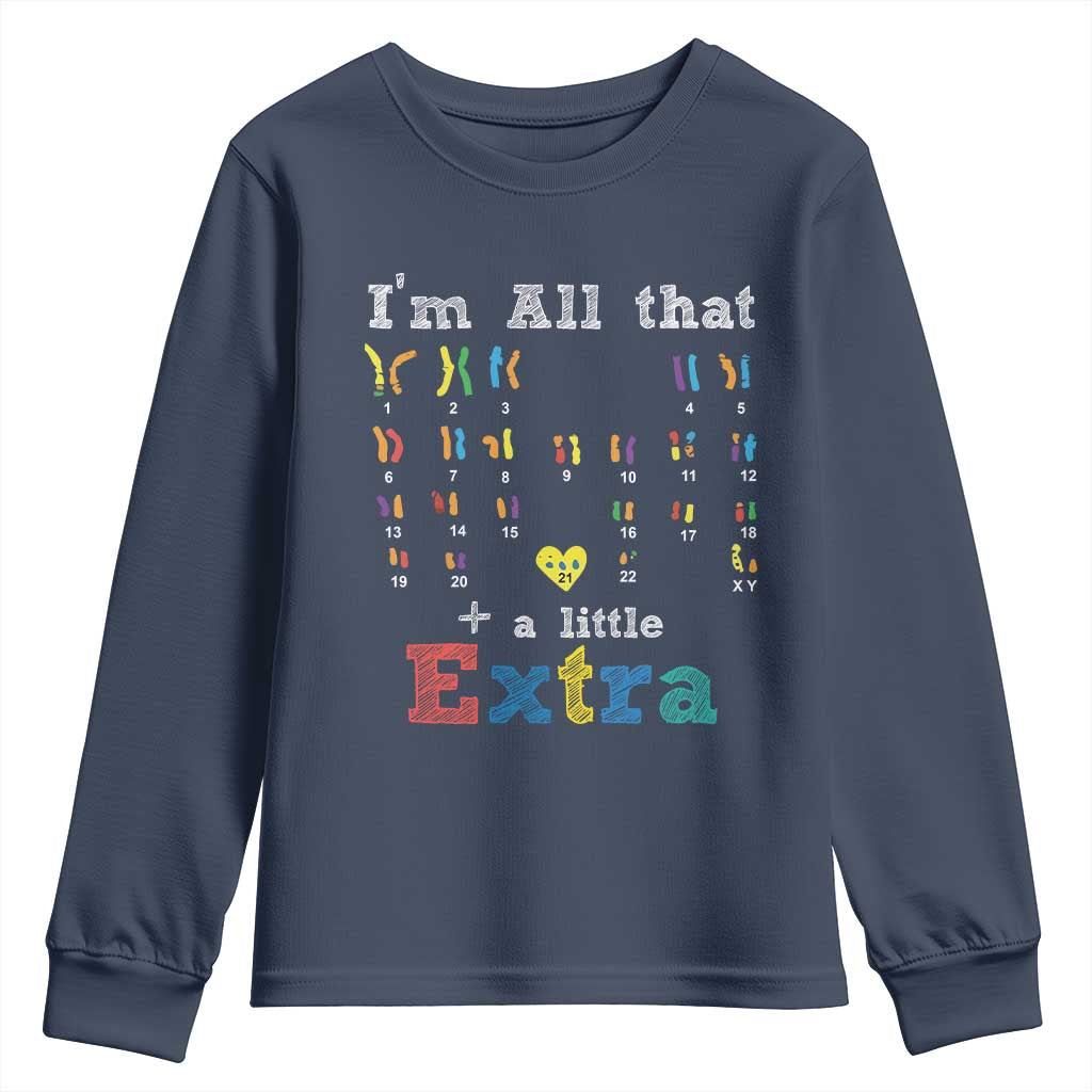 World Down Syndrome Day Youth Sweatshirt 321 Awareness Support All That Little Extra T21 TS10 Navy Print Your Wear
