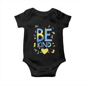 World Down Syndrome Day Baby Onesie Awareness Support Blue Yellow Ribbon Be Nice Kind TS10 Black Print Your Wear