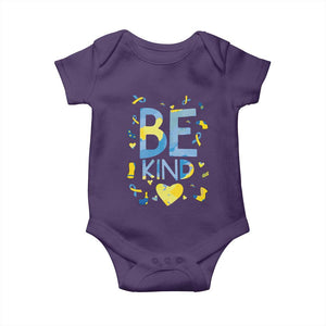 World Down Syndrome Day Baby Onesie Awareness Support Blue Yellow Ribbon Be Nice Kind TS10 Purple Print Your Wear