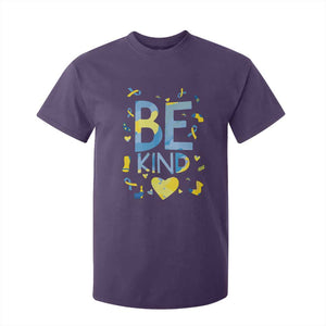 World Down Syndrome Day T Shirt For Kid Awareness Support Blue Yellow Ribbon Be Nice Kind TS10 Purple Print Your Wear