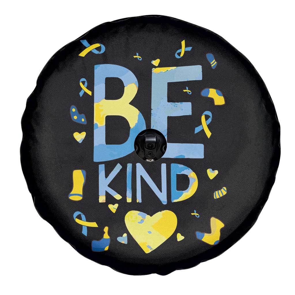 World Down Syndrome Day Spare Tire Cover Awareness Support Blue Yellow Ribbon Be Nice Kind TS10 Print Your Wear