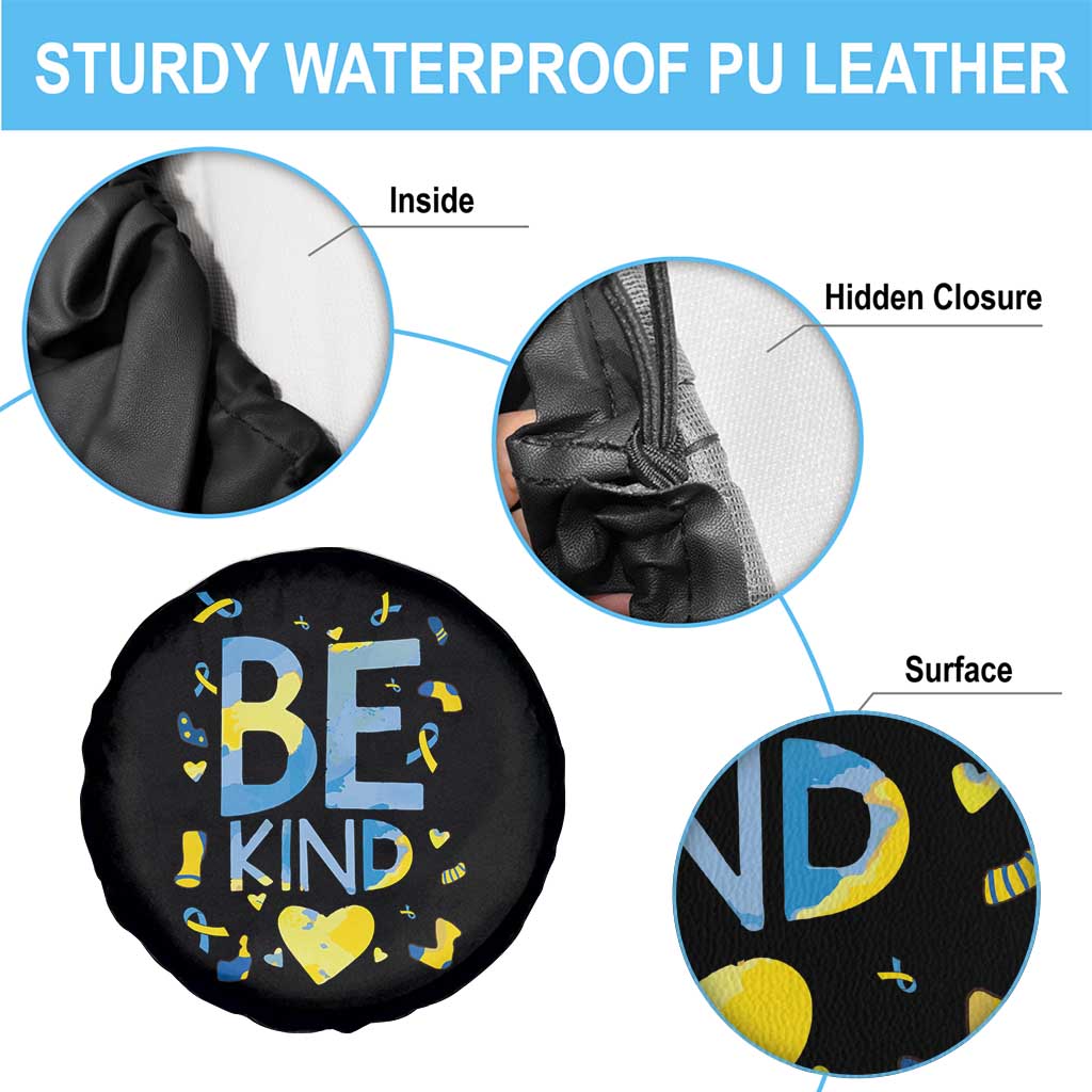 World Down Syndrome Day Spare Tire Cover Awareness Support Blue Yellow Ribbon Be Nice Kind TS10 Print Your Wear