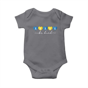 Down Syndrome Awareness Baby Onesie Blue Yellow Ribbon Be Kind TS10 Charcoal Print Your Wear