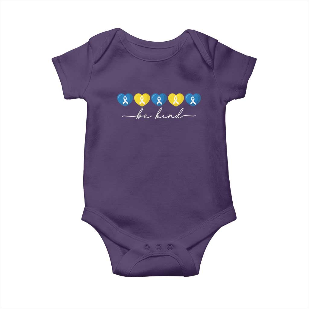 Down Syndrome Awareness Baby Onesie Blue Yellow Ribbon Be Kind TS10 Purple Print Your Wear