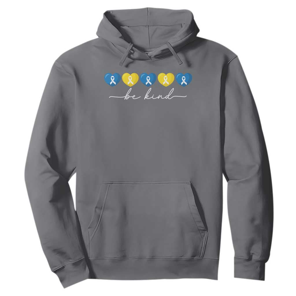 Down Syndrome Awareness Hoodie Blue Yellow Ribbon Be Kind TS10 Charcoal Print Your Wear