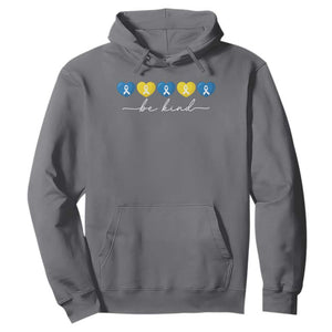 Down Syndrome Awareness Hoodie Blue Yellow Ribbon Be Kind TS10 Charcoal Print Your Wear
