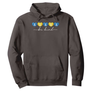 Down Syndrome Awareness Hoodie Blue Yellow Ribbon Be Kind TS10 Dark Chocolate Print Your Wear