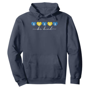 Down Syndrome Awareness Hoodie Blue Yellow Ribbon Be Kind TS10 Navy Print Your Wear