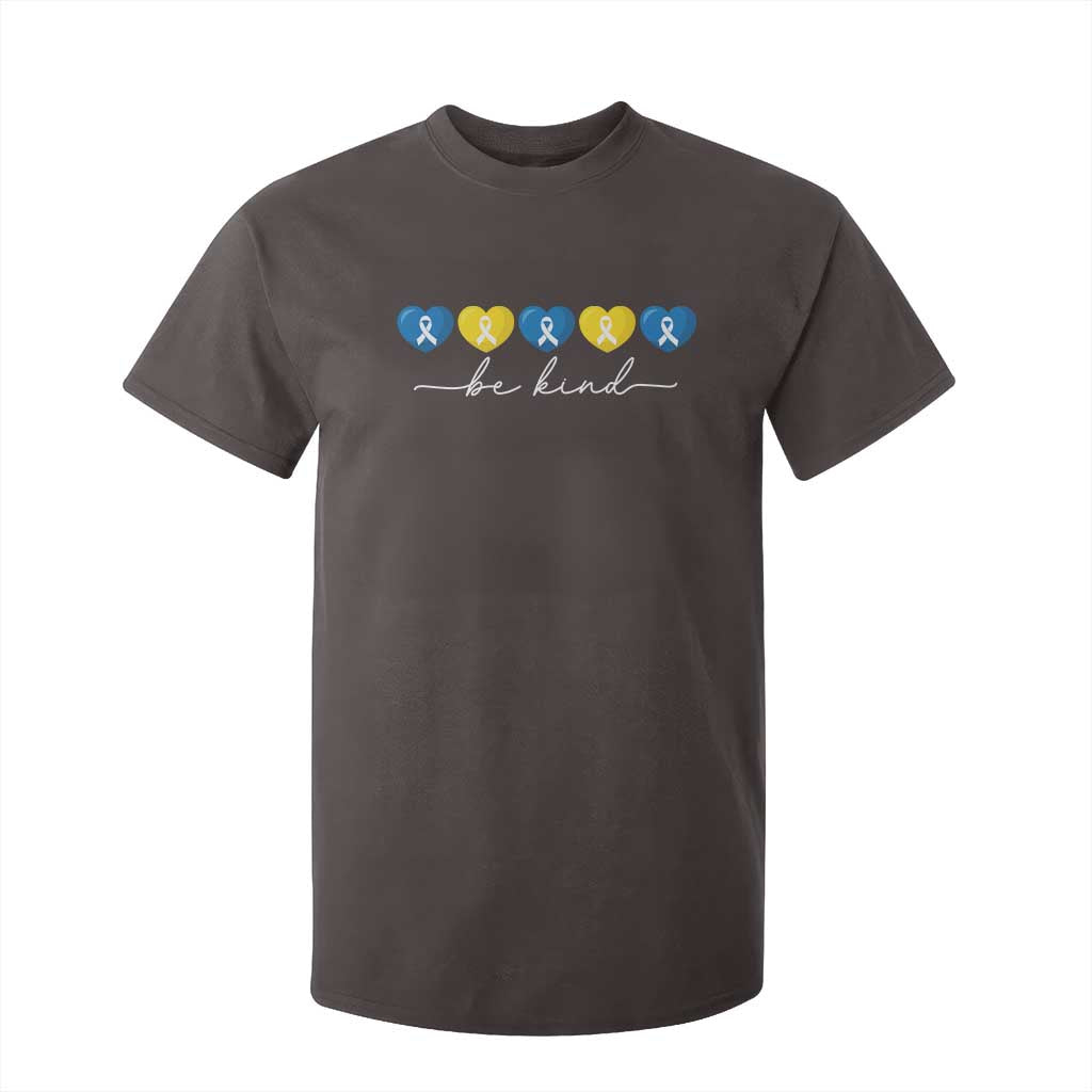 Down Syndrome Awareness T Shirt For Kid Blue Yellow Ribbon Be Kind TS10 Dark Chocolate Print Your Wear