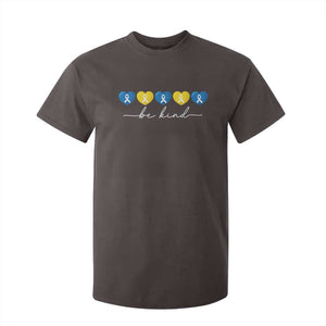 Down Syndrome Awareness T Shirt For Kid Blue Yellow Ribbon Be Kind TS10 Dark Chocolate Print Your Wear