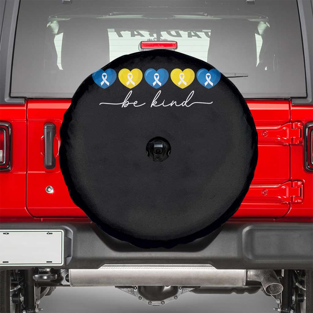 Down Syndrome Awareness Spare Tire Cover Blue Yellow Ribbon Be Kind TS10 Black Print Your Wear
