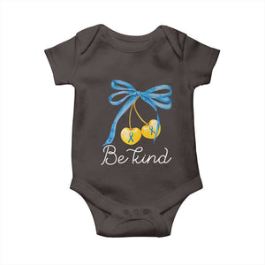World Down Syndrome Day Baby Onesie Blue Yellow Cherry Bow Coquette Be Kind TS10 Dark Chocolate Print Your Wear
