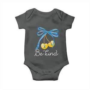 World Down Syndrome Day Baby Onesie Blue Yellow Cherry Bow Coquette Be Kind TS10 Dark Heather Print Your Wear