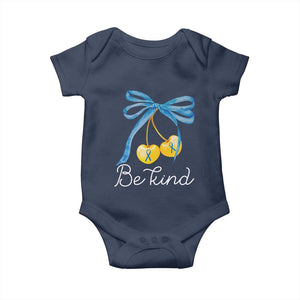 World Down Syndrome Day Baby Onesie Blue Yellow Cherry Bow Coquette Be Kind TS10 Navy Print Your Wear