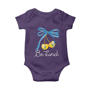 World Down Syndrome Day Baby Onesie Blue Yellow Cherry Bow Coquette Be Kind TS10 Purple Print Your Wear