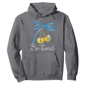 World Down Syndrome Day Hoodie Blue Yellow Cherry Bow Coquette Be Kind TS10 Charcoal Print Your Wear
