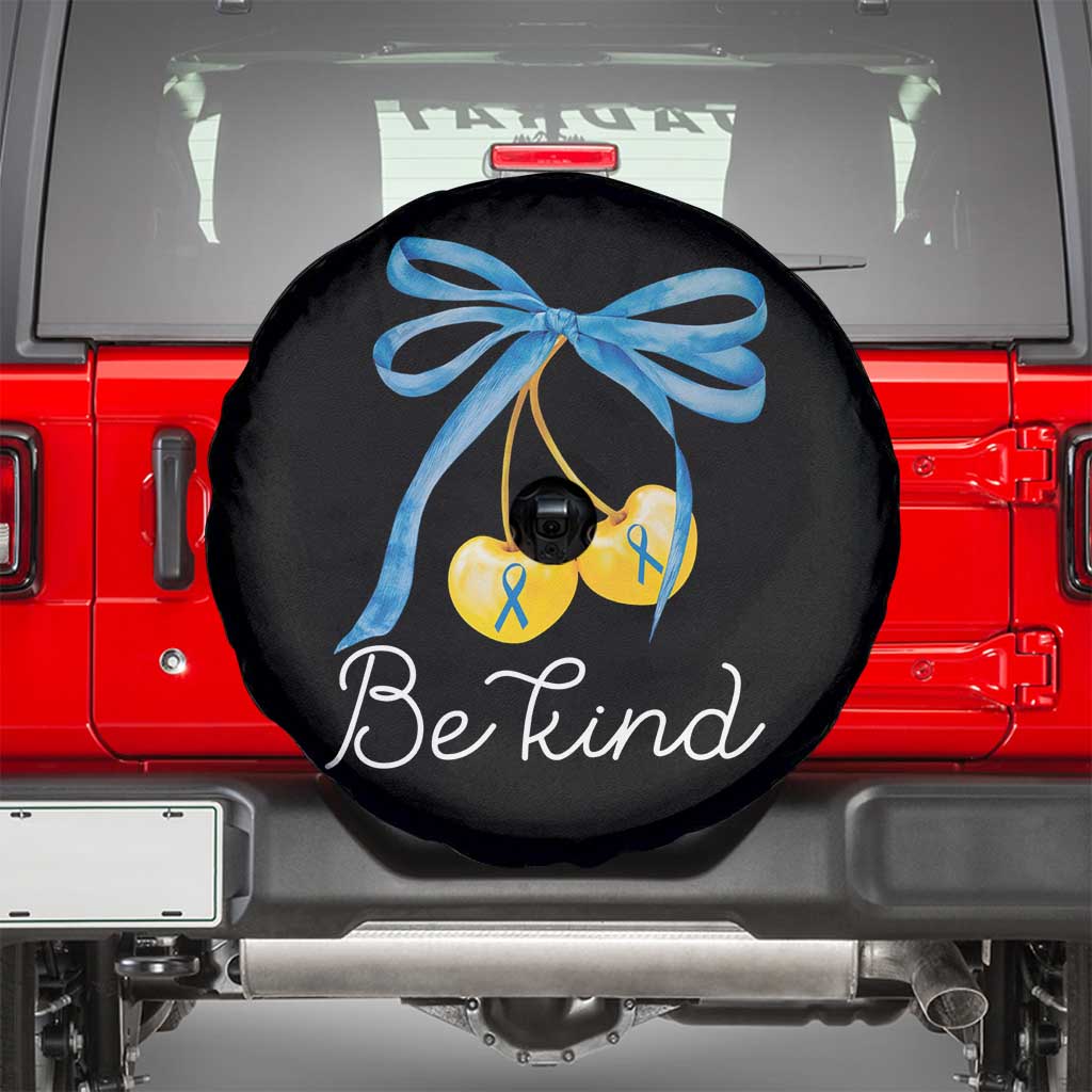 World Down Syndrome Day Spare Tire Cover Blue Yellow Cherry Bow Coquette Be Kind TS10 Black Print Your Wear