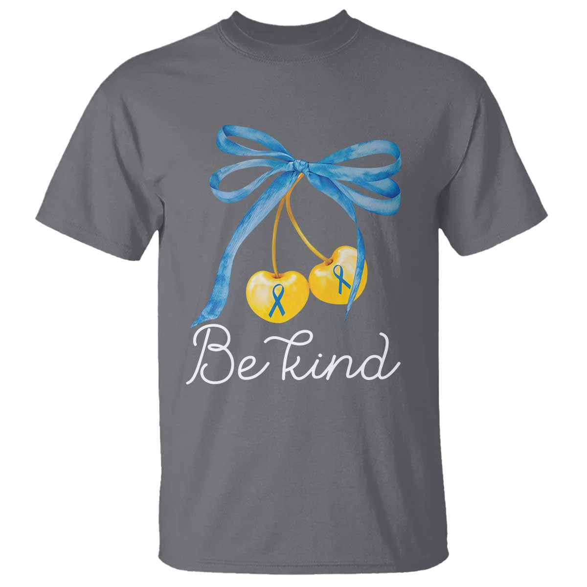 World Down Syndrome Day T Shirt Blue Yellow Cherry Bow Coquette Be Kind TS10 Charcoal Print Your Wear
