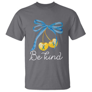 World Down Syndrome Day T Shirt Blue Yellow Cherry Bow Coquette Be Kind TS10 Charcoal Print Your Wear