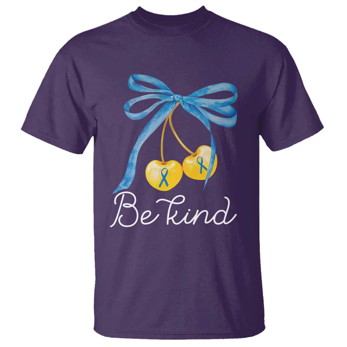 World Down Syndrome Day T Shirt Blue Yellow Cherry Bow Coquette Be Kind TS10 Purple Print Your Wear