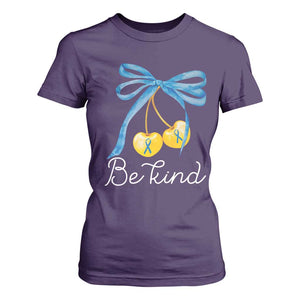 World Down Syndrome Day T Shirt For Women Blue Yellow Cherry Bow Coquette Be Kind TS10 Purple Print Your Wear