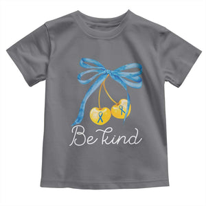World Down Syndrome Day Toddler T Shirt Blue Yellow Cherry Bow Coquette Be Kind TS10 Charcoal Print Your Wear