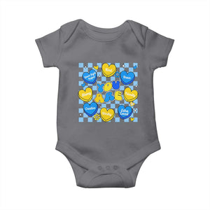 World Down Syndrome Day Baby Onesie Blue Yellow Ribbon Retro Heart Love TS10 Charcoal Print Your Wear