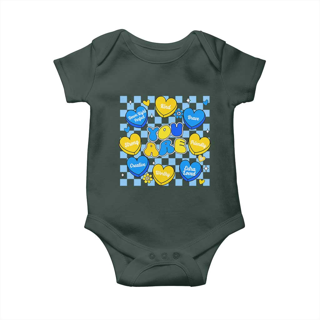 World Down Syndrome Day Baby Onesie Blue Yellow Ribbon Retro Heart Love TS10 Print Your Wear