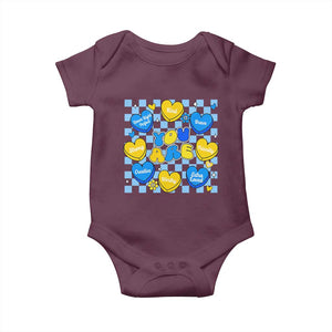 World Down Syndrome Day Baby Onesie Blue Yellow Ribbon Retro Heart Love TS10 Maroon Print Your Wear