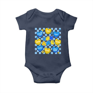 World Down Syndrome Day Baby Onesie Blue Yellow Ribbon Retro Heart Love TS10 Navy Print Your Wear