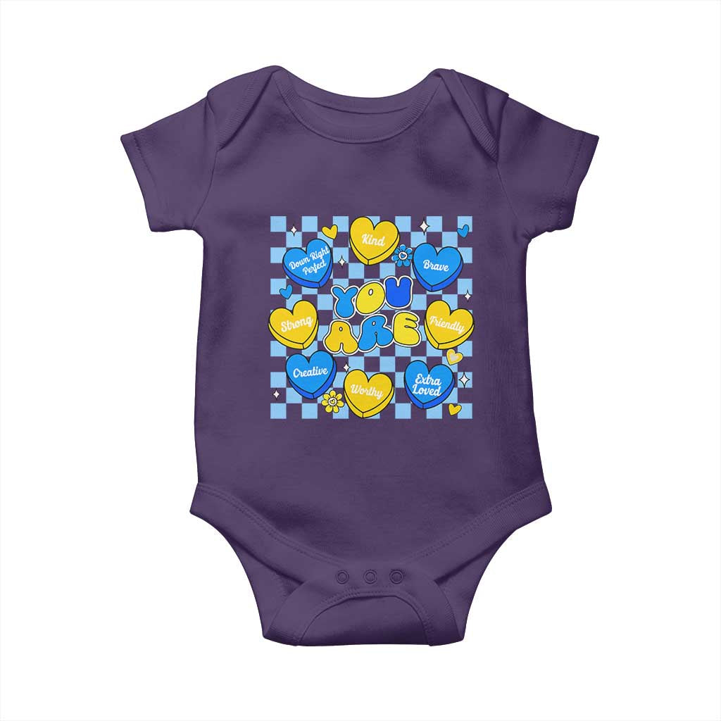 World Down Syndrome Day Baby Onesie Blue Yellow Ribbon Retro Heart Love TS10 Purple Print Your Wear