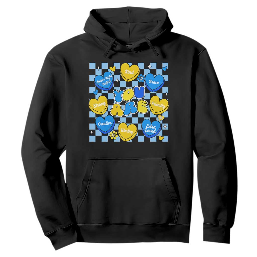 World Down Syndrome Day Hoodie Blue Yellow Ribbon Retro Heart Love TS10 Black Print Your Wear