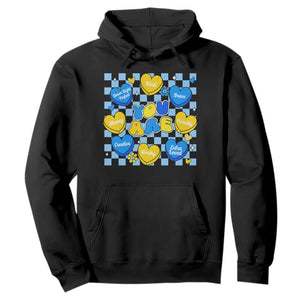 World Down Syndrome Day Hoodie Blue Yellow Ribbon Retro Heart Love TS10 Black Print Your Wear