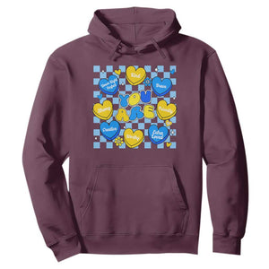 World Down Syndrome Day Hoodie Blue Yellow Ribbon Retro Heart Love TS10 Maroon Print Your Wear