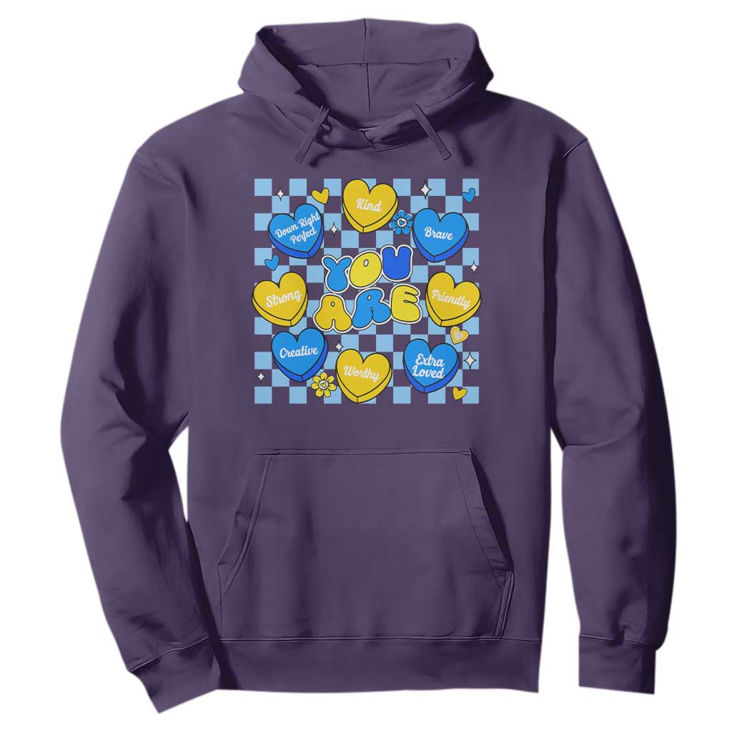 World Down Syndrome Day Hoodie Blue Yellow Ribbon Retro Heart Love TS10 Purple Print Your Wear
