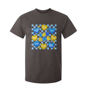 World Down Syndrome Day T Shirt For Kid Blue Yellow Ribbon Retro Heart Love TS10 Dark Chocolate Print Your Wear