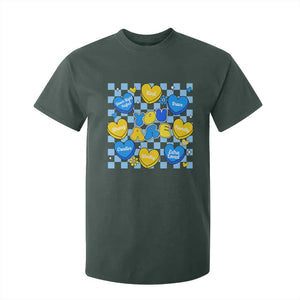 World Down Syndrome Day T Shirt For Kid Blue Yellow Ribbon Retro Heart Love TS10 Dark Forest Green Print Your Wear