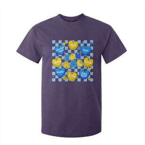 World Down Syndrome Day T Shirt For Kid Blue Yellow Ribbon Retro Heart Love TS10 Purple Print Your Wear