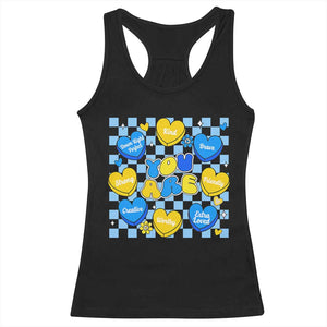 World Down Syndrome Day Racerback Tank Top Blue Yellow Ribbon Retro Heart Love TS10 Black Print Your Wear