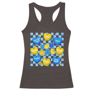 World Down Syndrome Day Racerback Tank Top Blue Yellow Ribbon Retro Heart Love TS10 Dark Chocolate Print Your Wear