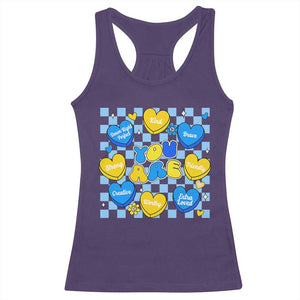 World Down Syndrome Day Racerback Tank Top Blue Yellow Ribbon Retro Heart Love TS10 Purple Print Your Wear