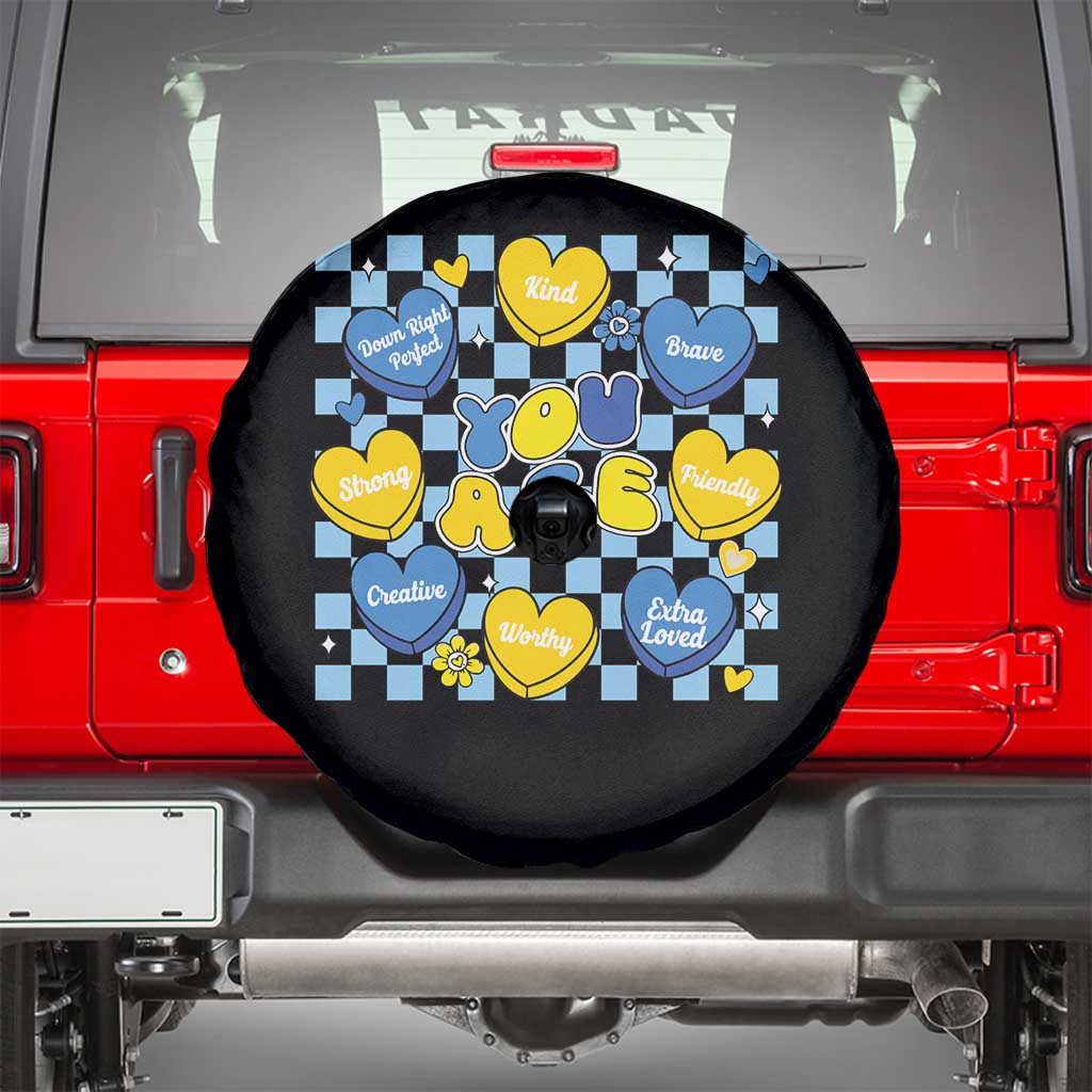 World Down Syndrome Day Spare Tire Cover Blue Yellow Ribbon Retro Heart Love TS10 Black Print Your Wear