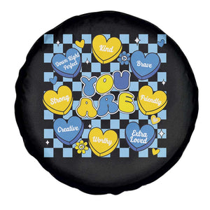 World Down Syndrome Day Spare Tire Cover Blue Yellow Ribbon Retro Heart Love TS10 Print Your Wear