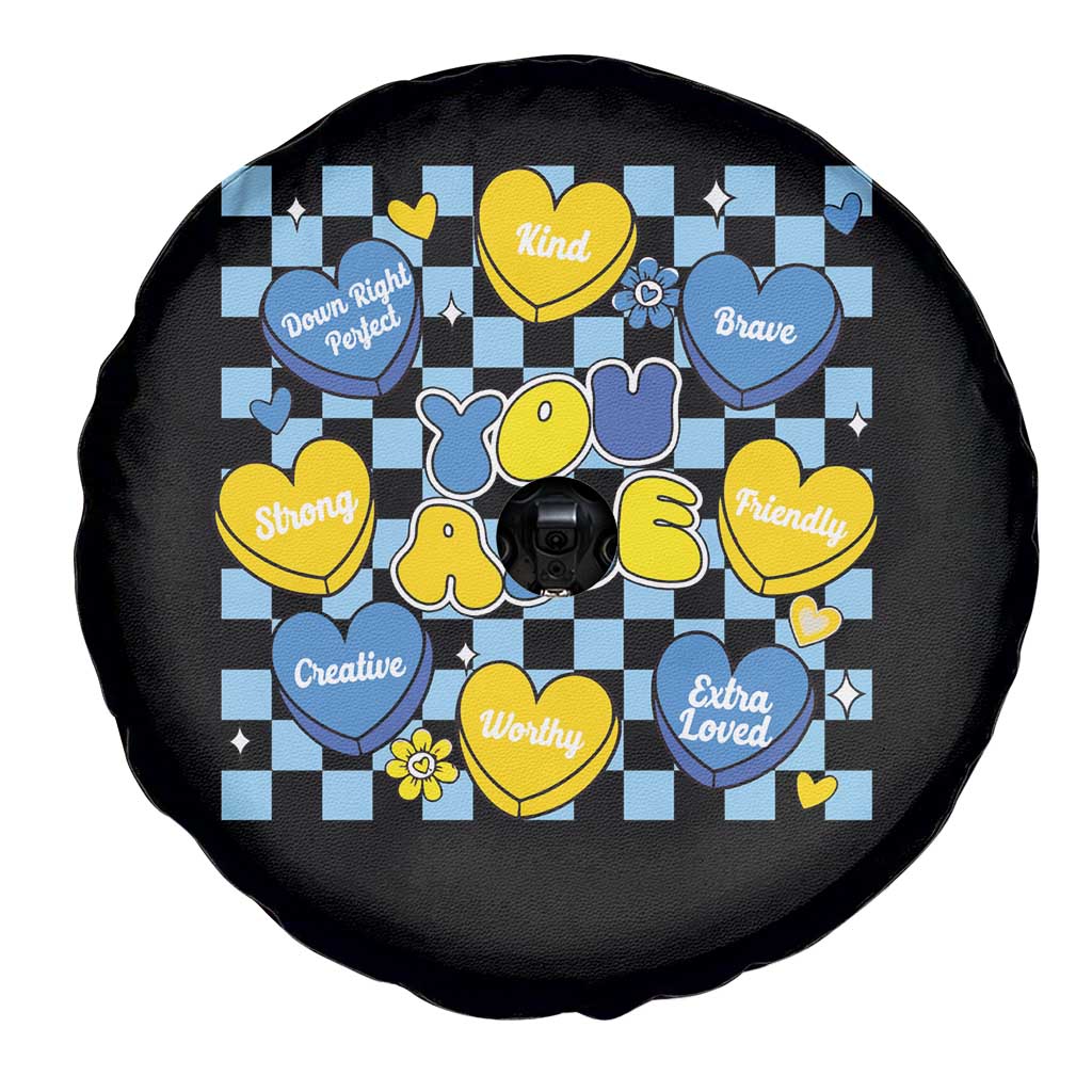World Down Syndrome Day Spare Tire Cover Blue Yellow Ribbon Retro Heart Love TS10 Print Your Wear