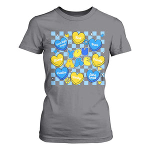 World Down Syndrome Day T Shirt For Women Blue Yellow Ribbon Retro Heart Love TS10 Charcoal Print Your Wear