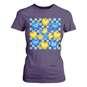 World Down Syndrome Day T Shirt For Women Blue Yellow Ribbon Retro Heart Love TS10 Purple Print Your Wear