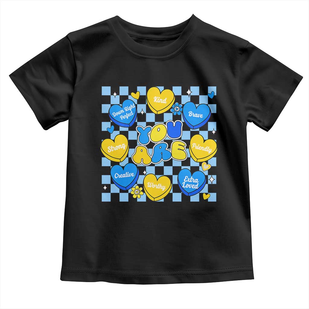 World Down Syndrome Day Toddler T Shirt Blue Yellow Ribbon Retro Heart Love TS10 Black Print Your Wear