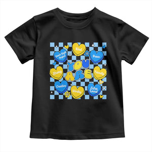World Down Syndrome Day Toddler T Shirt Blue Yellow Ribbon Retro Heart Love TS10 Black Print Your Wear