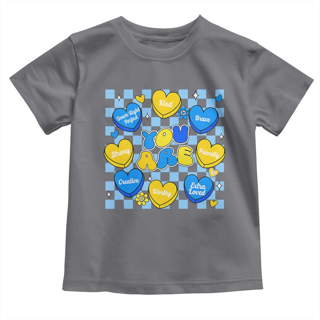 World Down Syndrome Day Toddler T Shirt Blue Yellow Ribbon Retro Heart Love TS10 Charcoal Print Your Wear
