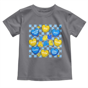 World Down Syndrome Day Toddler T Shirt Blue Yellow Ribbon Retro Heart Love TS10 Charcoal Print Your Wear